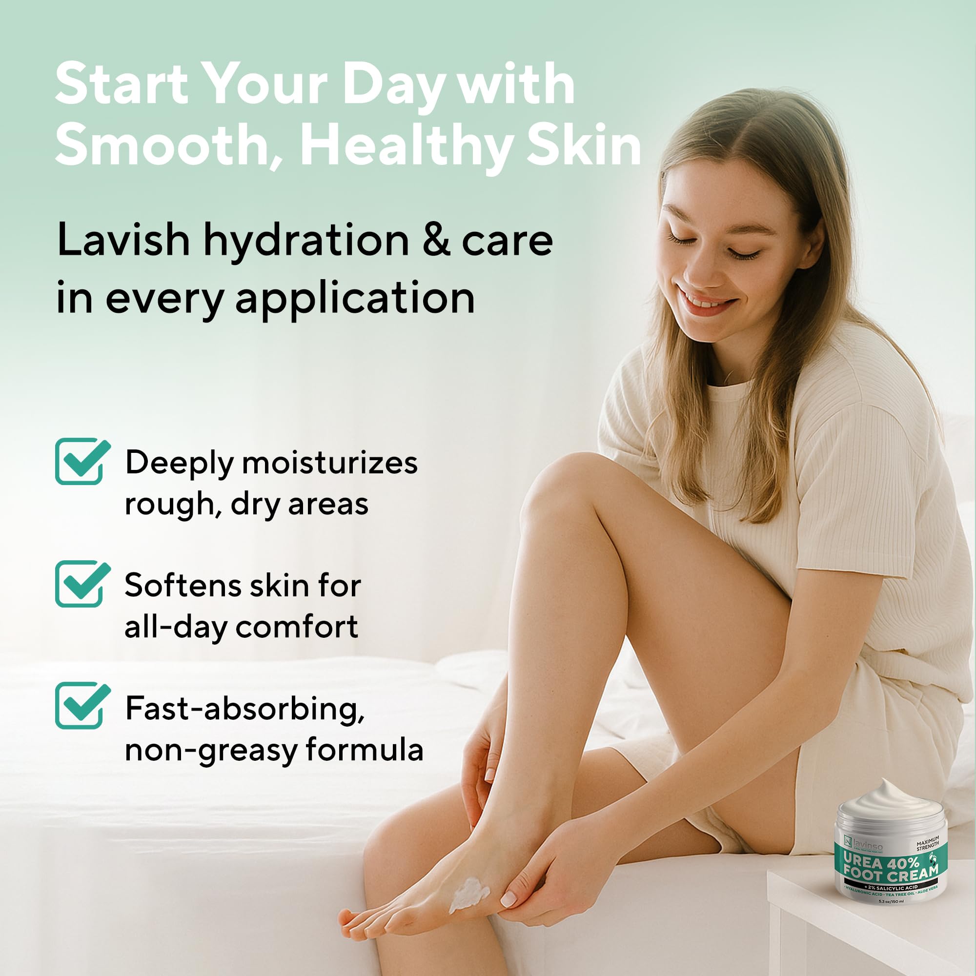 Lavinso Crema Urea 40% para Pies: textura ligera y absorción rápida.