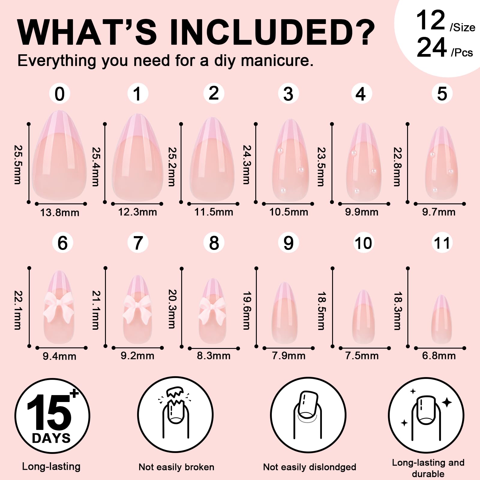 LY LANYOS kit uñas postizas con adhesivo, aplicación rápida para manos.