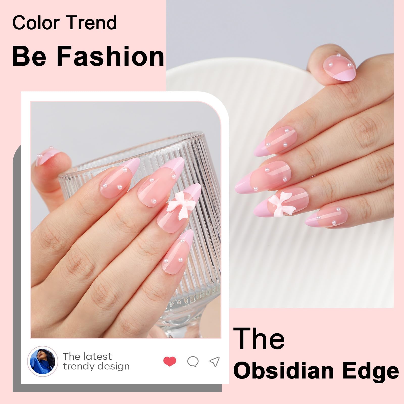 LY LANYOS uñas frances lazo mariposa rosado, detalle con estilo para eventos.