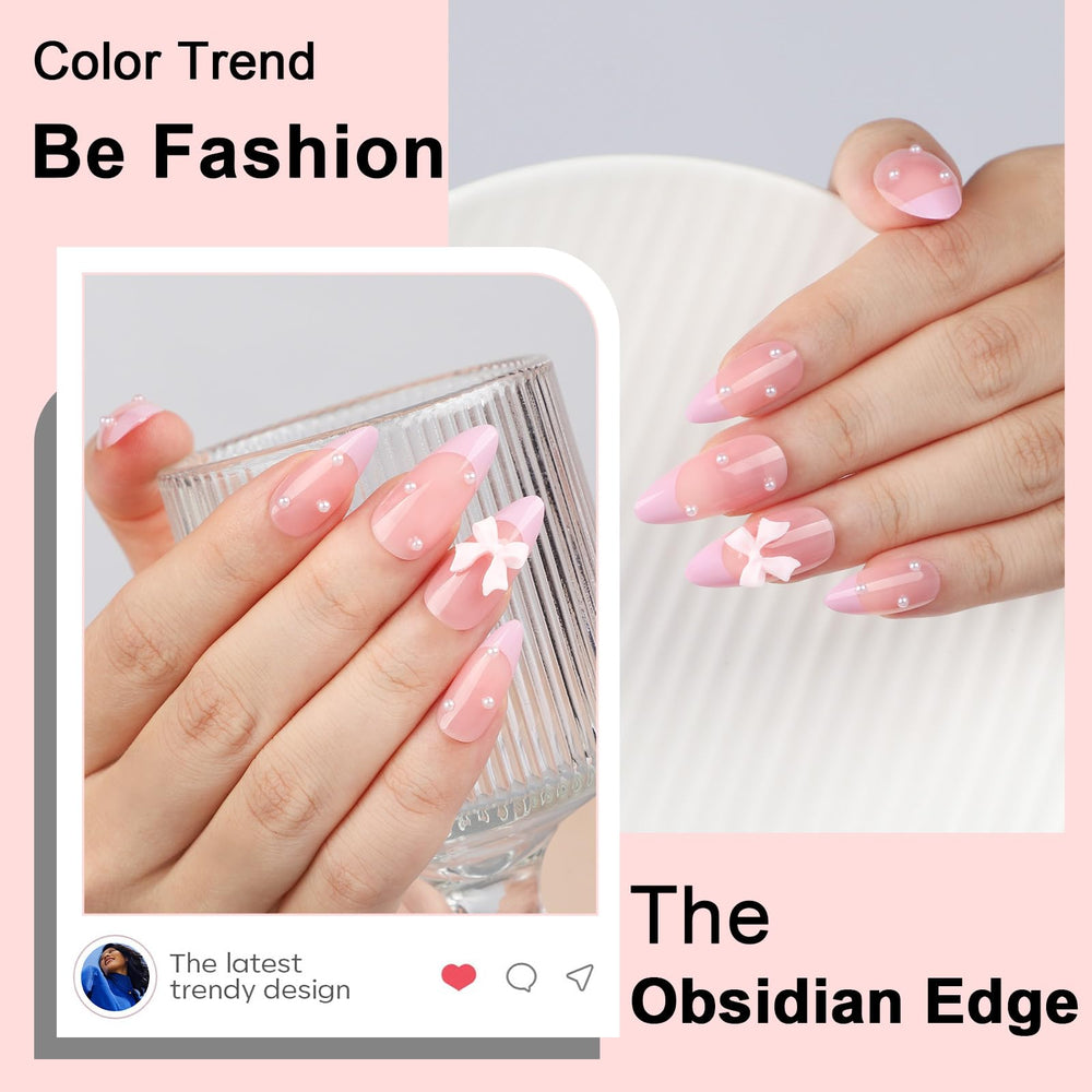 LY LANYOS uñas frances lazo mariposa rosado, detalle con estilo para eventos.