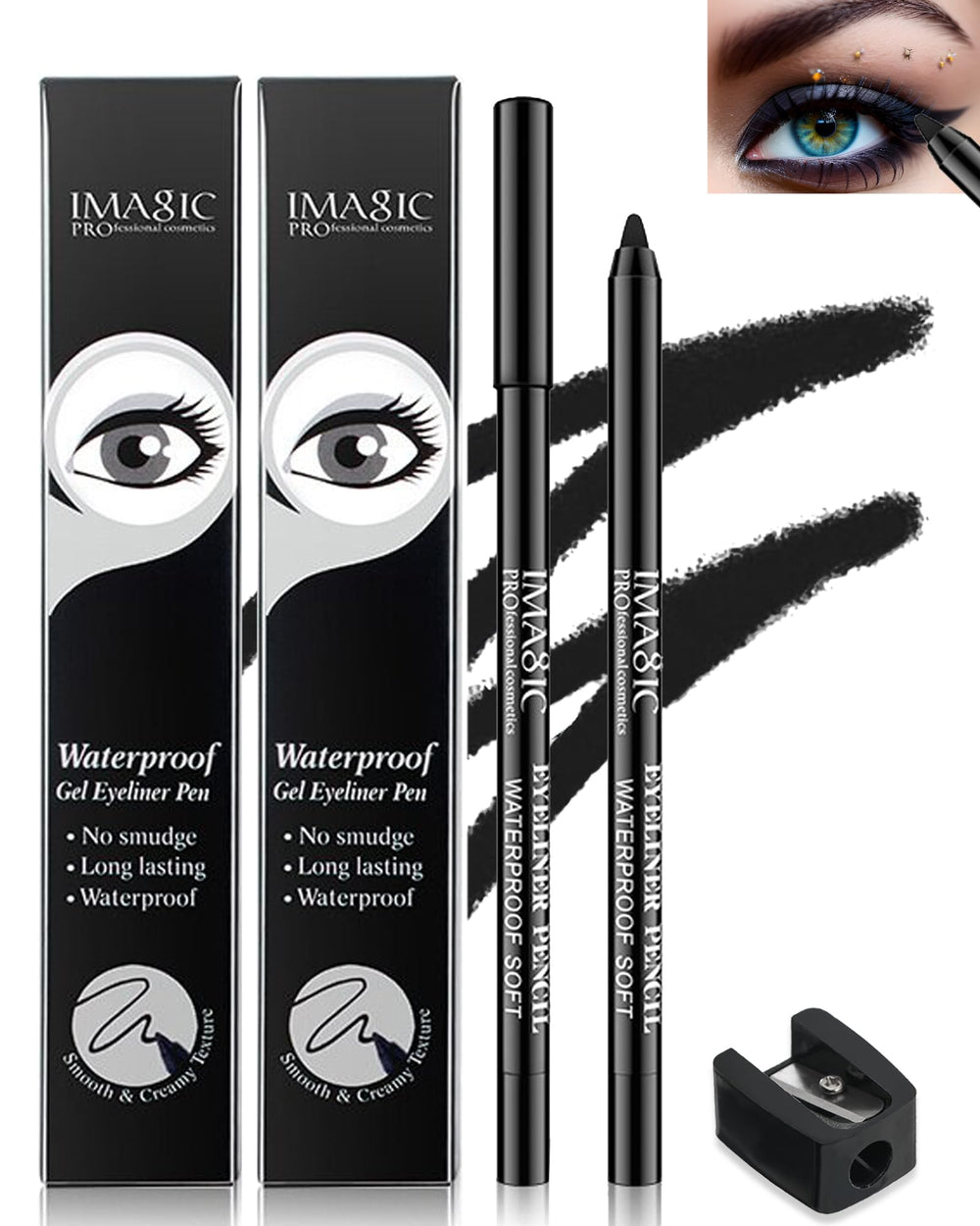 Delineador gel negro Lysdefeu en empaque compacto para retoques rápidos.