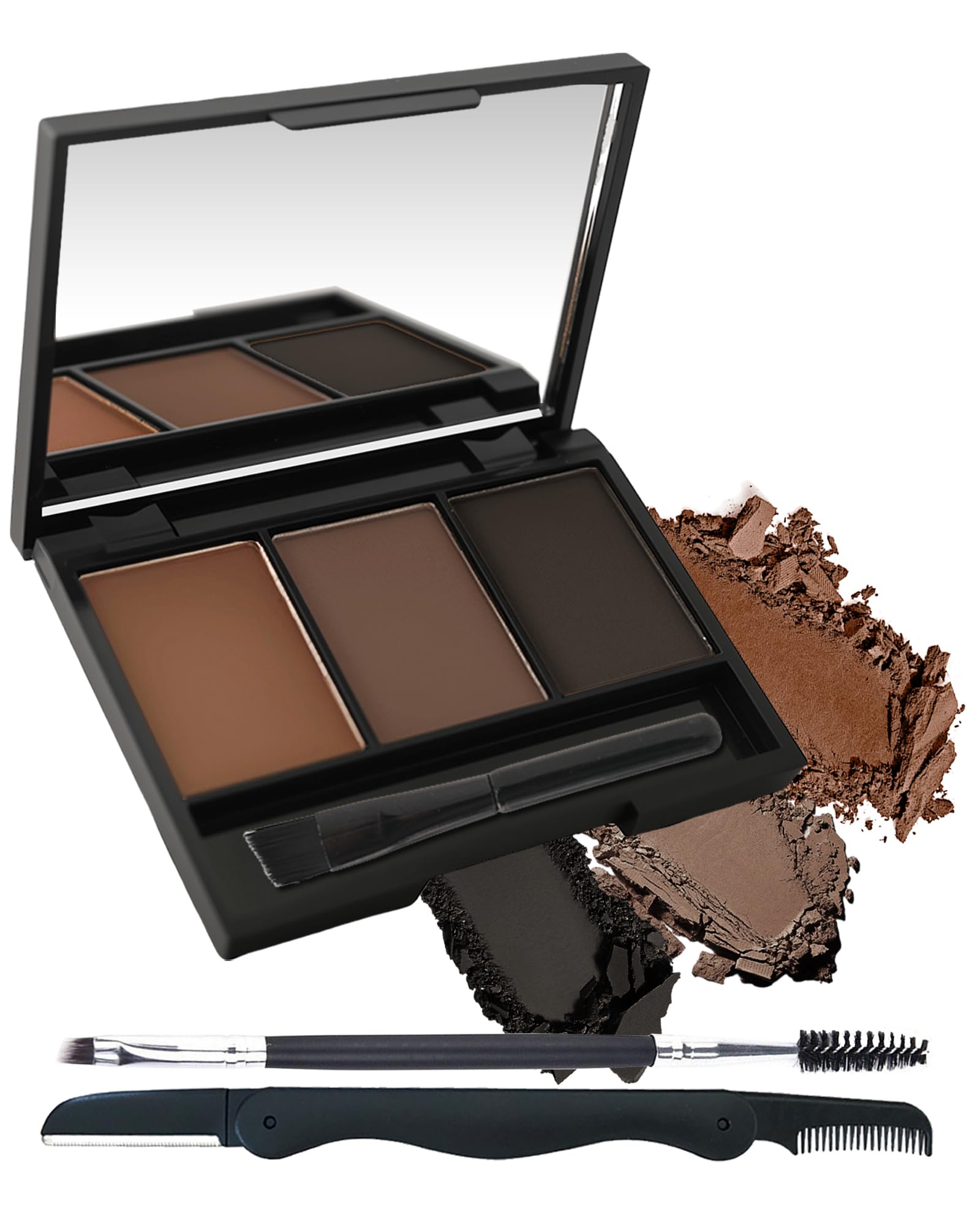 Kit LYSdefeu de polvos para cejas con tres tonos, acabado natural y duradero