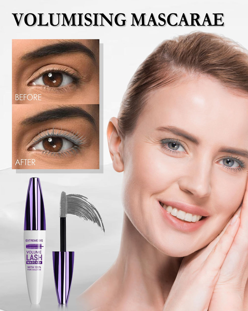 LYSdefeu Mascara 5D gris volumen y definición sin grumos.