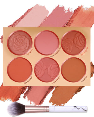 LYSdefeu Paleta blush mate 6 colores, tono natural para look diario duradero.