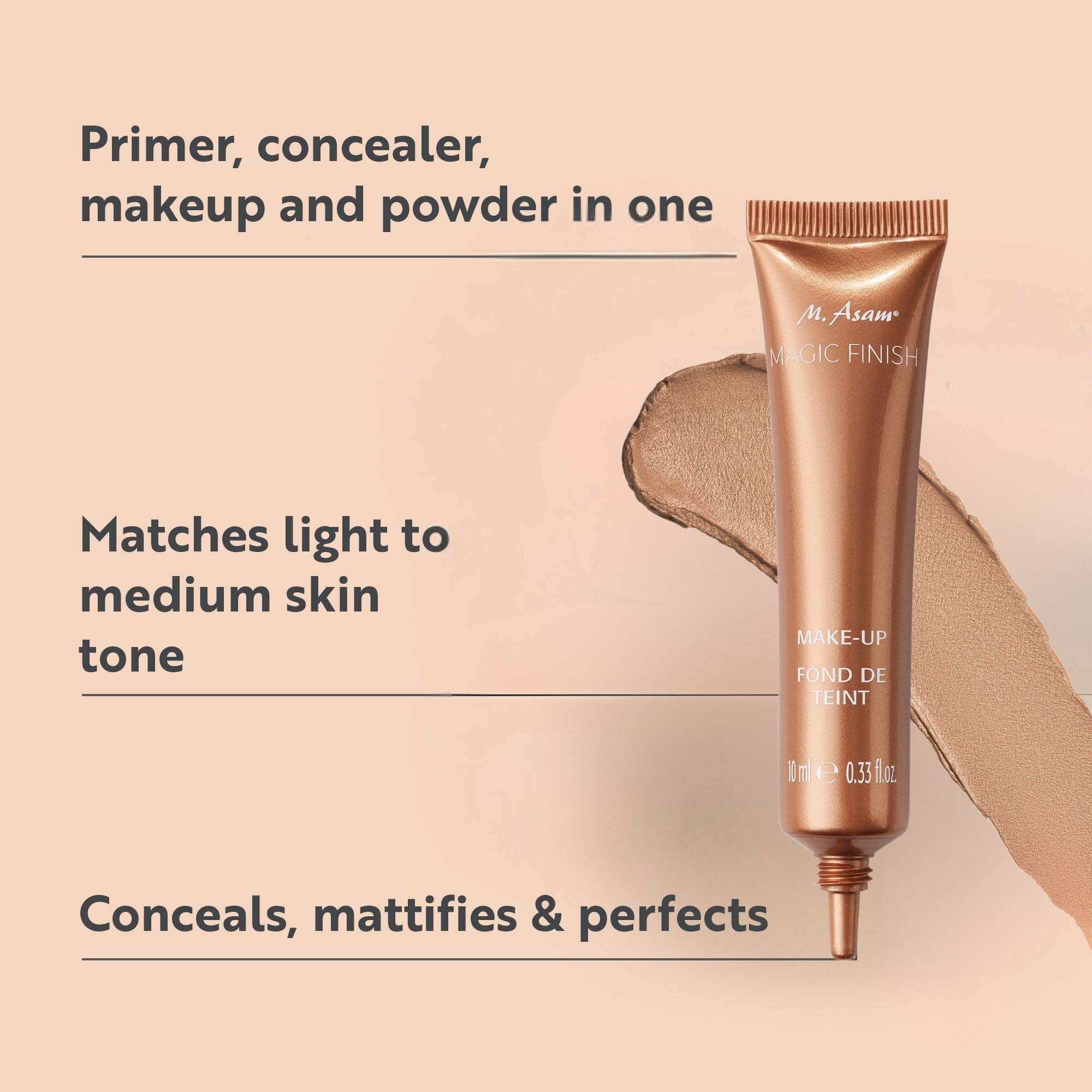 M. Asam Magic Finish Mousse base adapta tono y ofrece cobertura natural