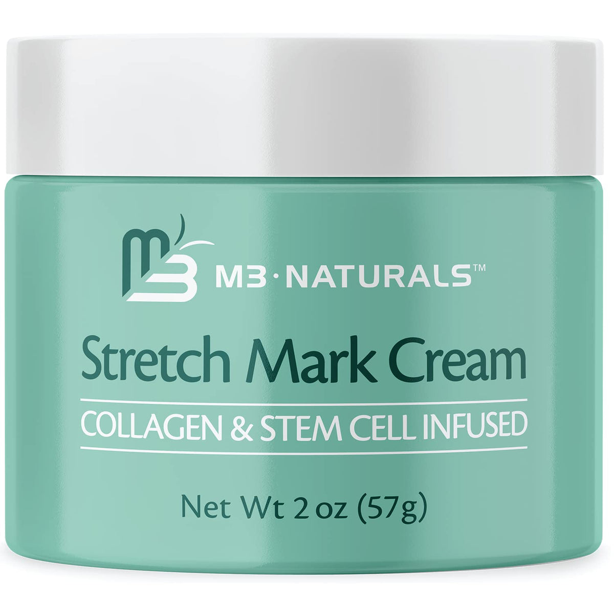 M3 Naturals Crema para Estrías, frente del envase, puede suavizar la piel y reducir marcas.