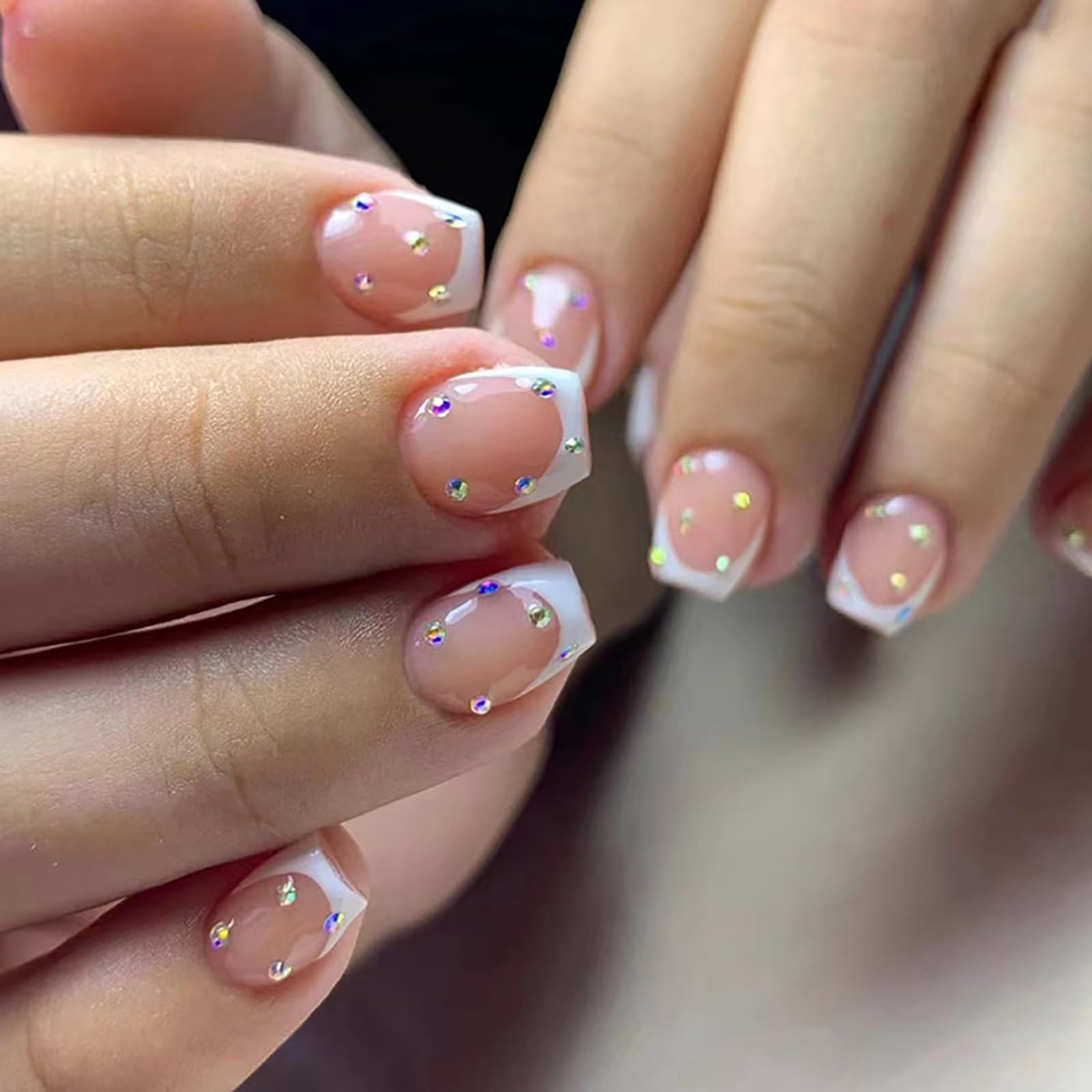 MABKJLF Uñas postizas extra cortas, frances, para un acabado natural.