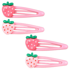 Mabor prendedor cabello fresa rosa, 4 unidades para peinados diarios y divertidos.