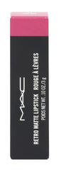 MAC Barra de Labios Retro Matte 705 Flat Out Fabulous, tono rosa vibrante para noches.