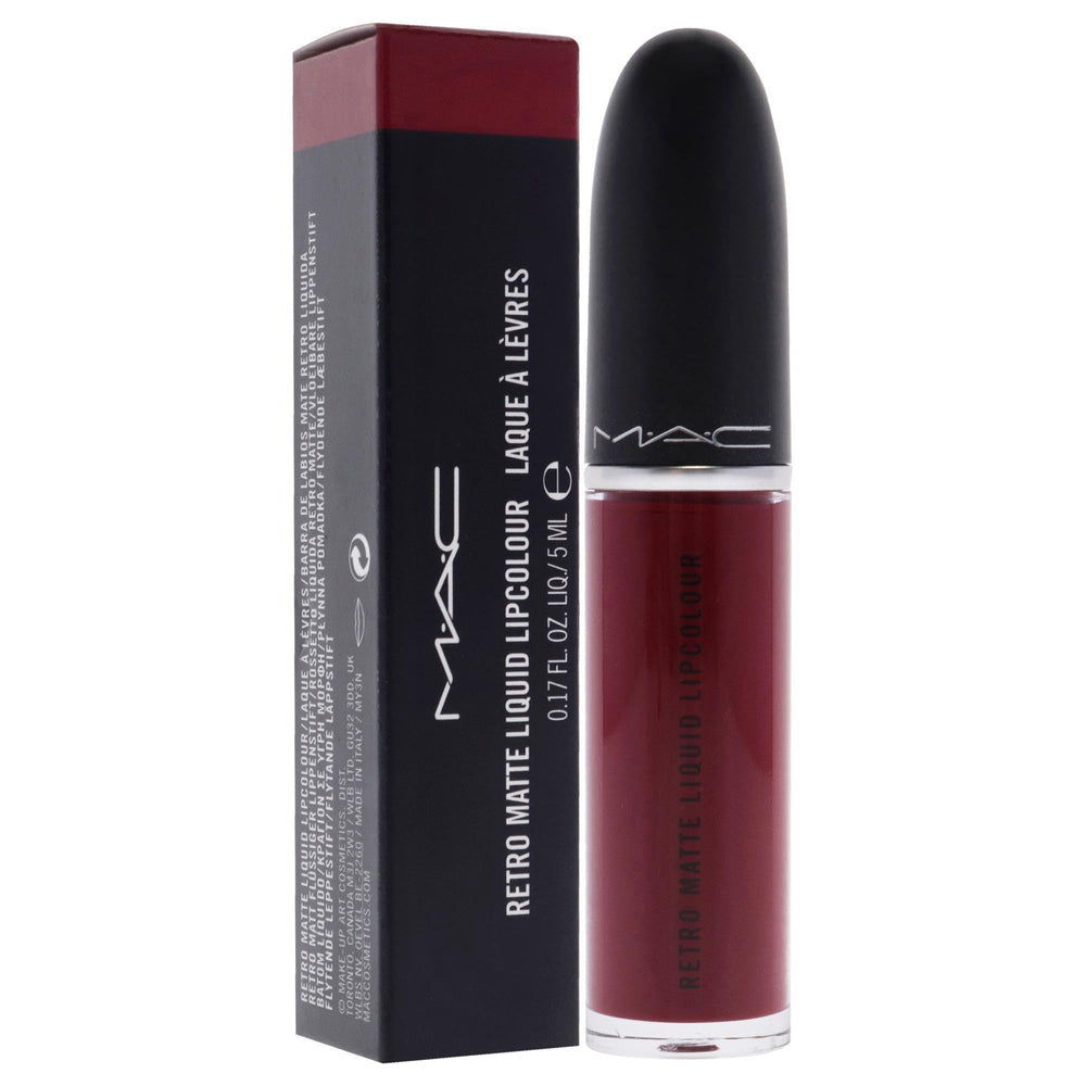 MAC Retro Matte Labial Líquido Baila Conmigo, tono arándano profundo.
