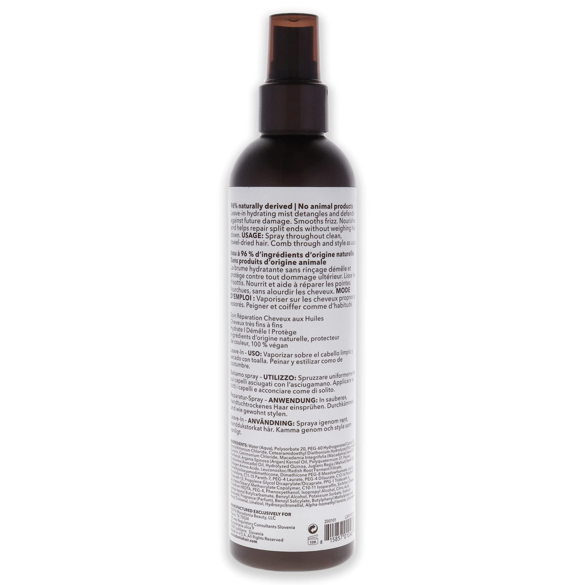 Botella de Macadamia Professional para uso diario en cabello dañado.