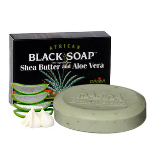 Madina Jabón Negro Africano: barra suave para limpieza diaria del rostro y cuerpo.