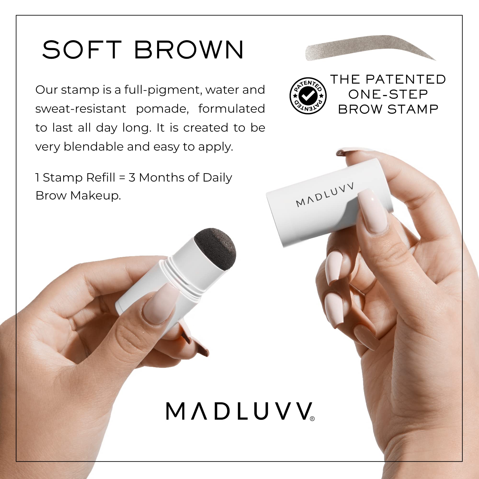 MADLUVV Brow Stamp aplicador esponja: aplicación suave y precisa.