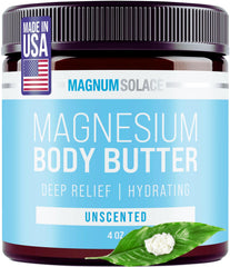 Magnum Solace crema corporal de magnesio para uso nocturno, promueve relajación.