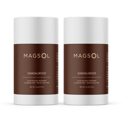 MagSol Organics desodorante natural sin aluminio en botella, aroma sándalo para uso diario.