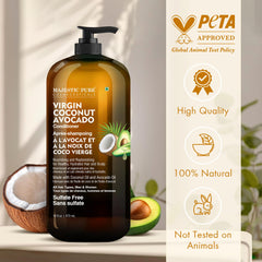 Textura cremosa del acondicionador Majestic Pure para aplicación suave.
