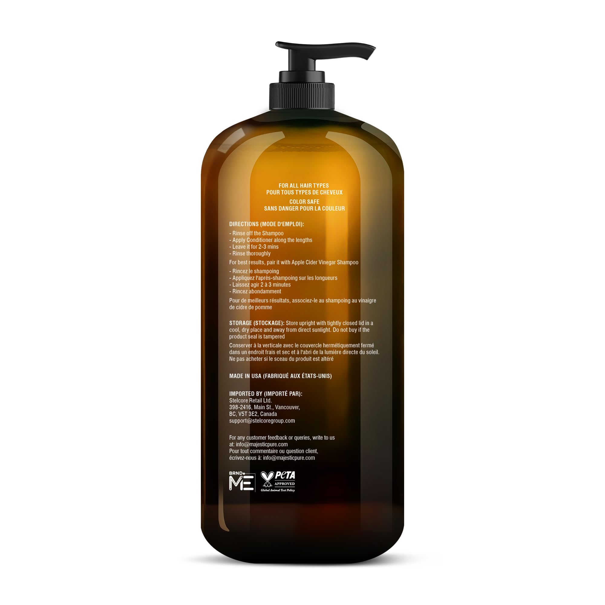 Cabello suave y brillante tras el lavado con acondicionador Majestic Pure.
