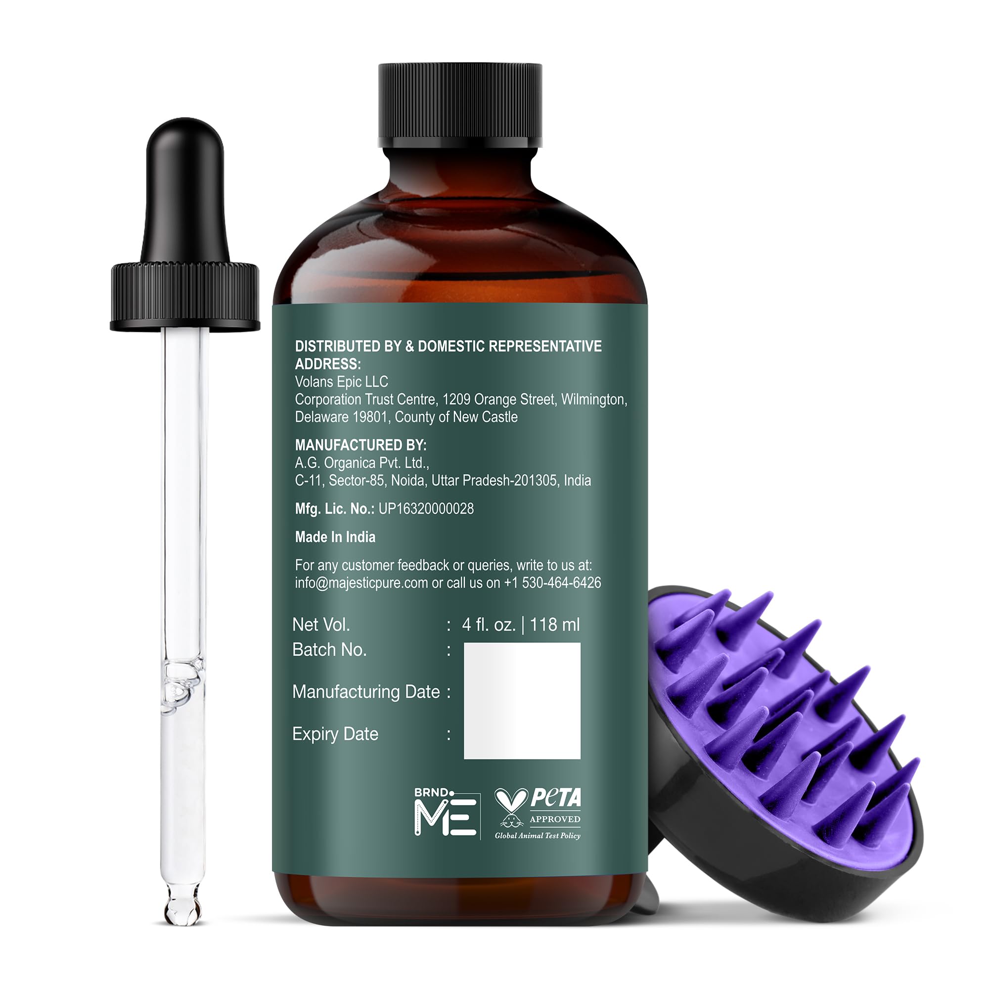Majestic Pure Envase 4 oz de aceite de romero, fácil de usar.