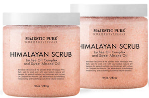 Majestic Pure exfoliante sal Himalaya con aceite de lichí para exfoliación suave y hidratación