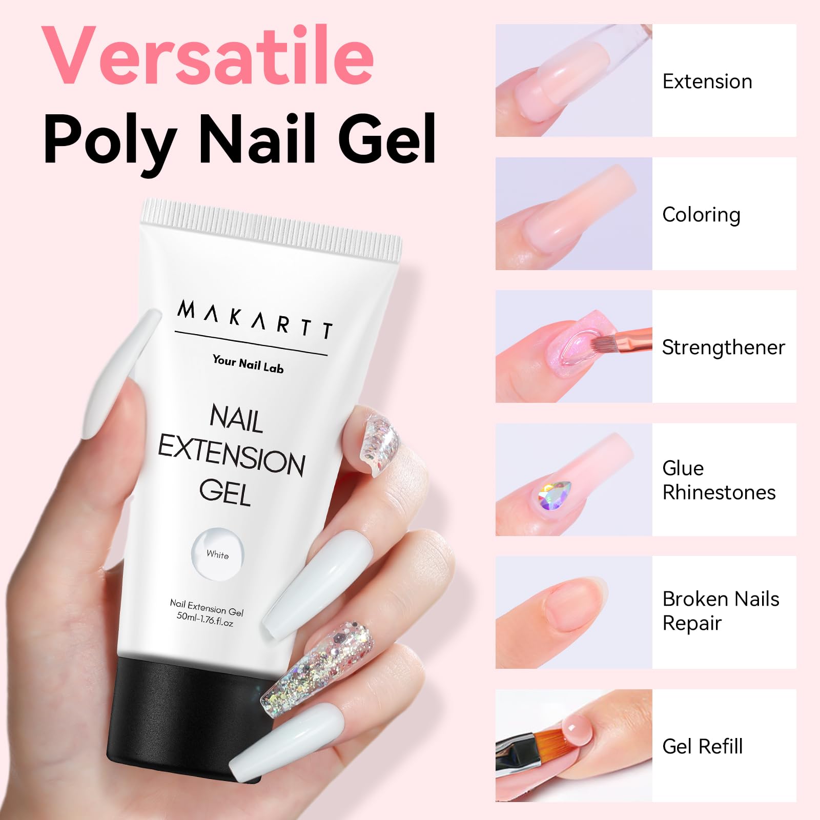 Makartt aplicacion gel uñas extensiones sin hema, protege piel y facilita modelado.