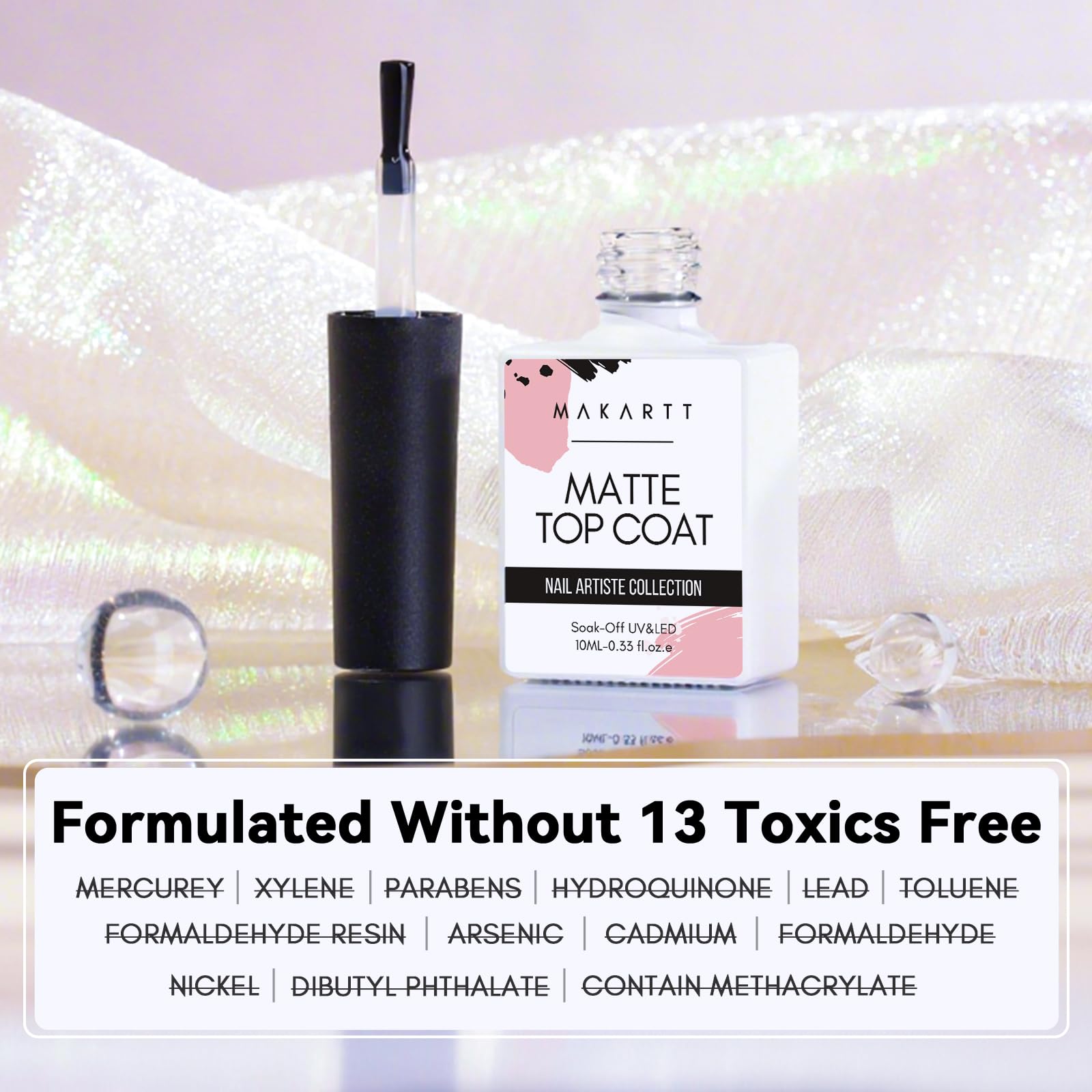 Envase compacto de 10 ml para retoques en casa o en el salón.