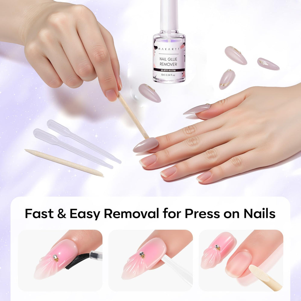 Herramientas de remoción Makartt para quitar adhesivo de uñas con control.