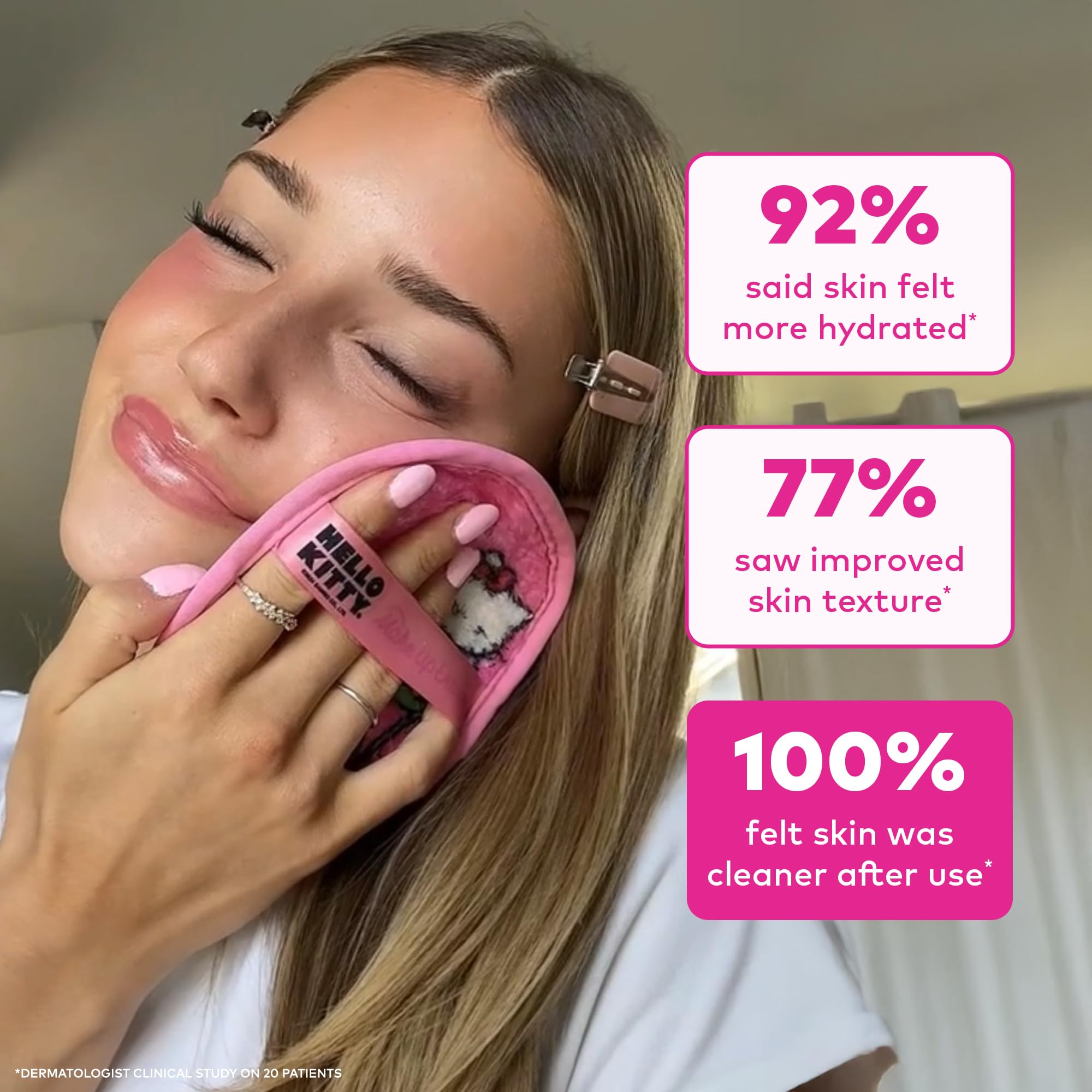MakeUp Eraser Hello Kitty: apto para maquillaje resistente al agua y lavable.