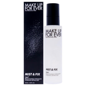 Make Up For Ever bruma hidratante 24h sobre la botella para fijar el maquillaje