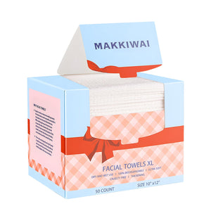 MAKKIWAI toallas faciales 10x12 desechables para limpieza suave.