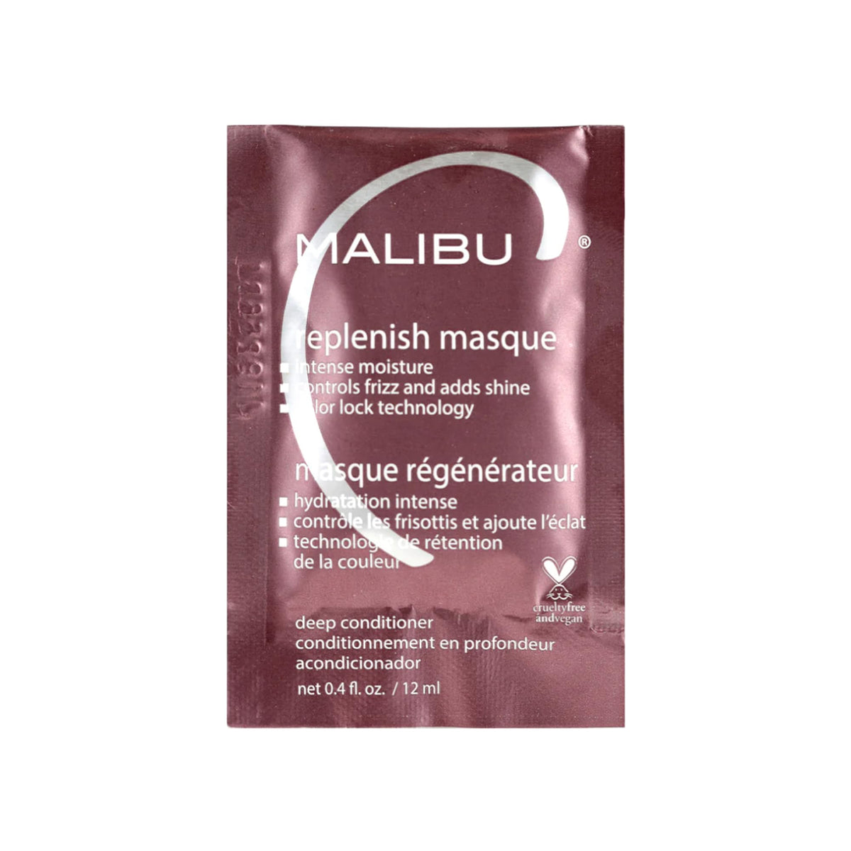 Mascarilla reparadora Malibu C Replenish para cabello suave y color protegido.