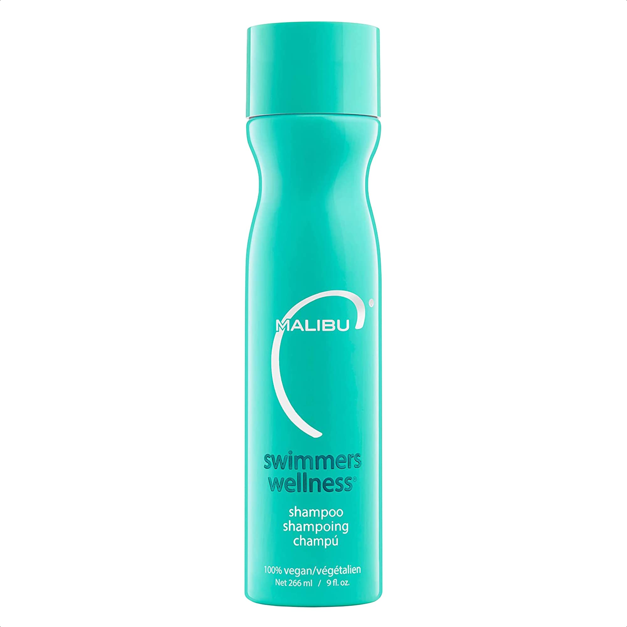Malibu C Swimmers Wellness champú-botella, elimina cloro y restaura brillo natural.