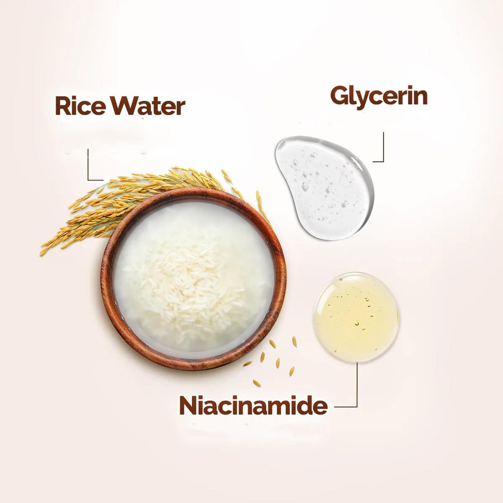 MAMAEARTH Rice Dewy Bright con niacinamida para tono uniforme y cuidado diario
