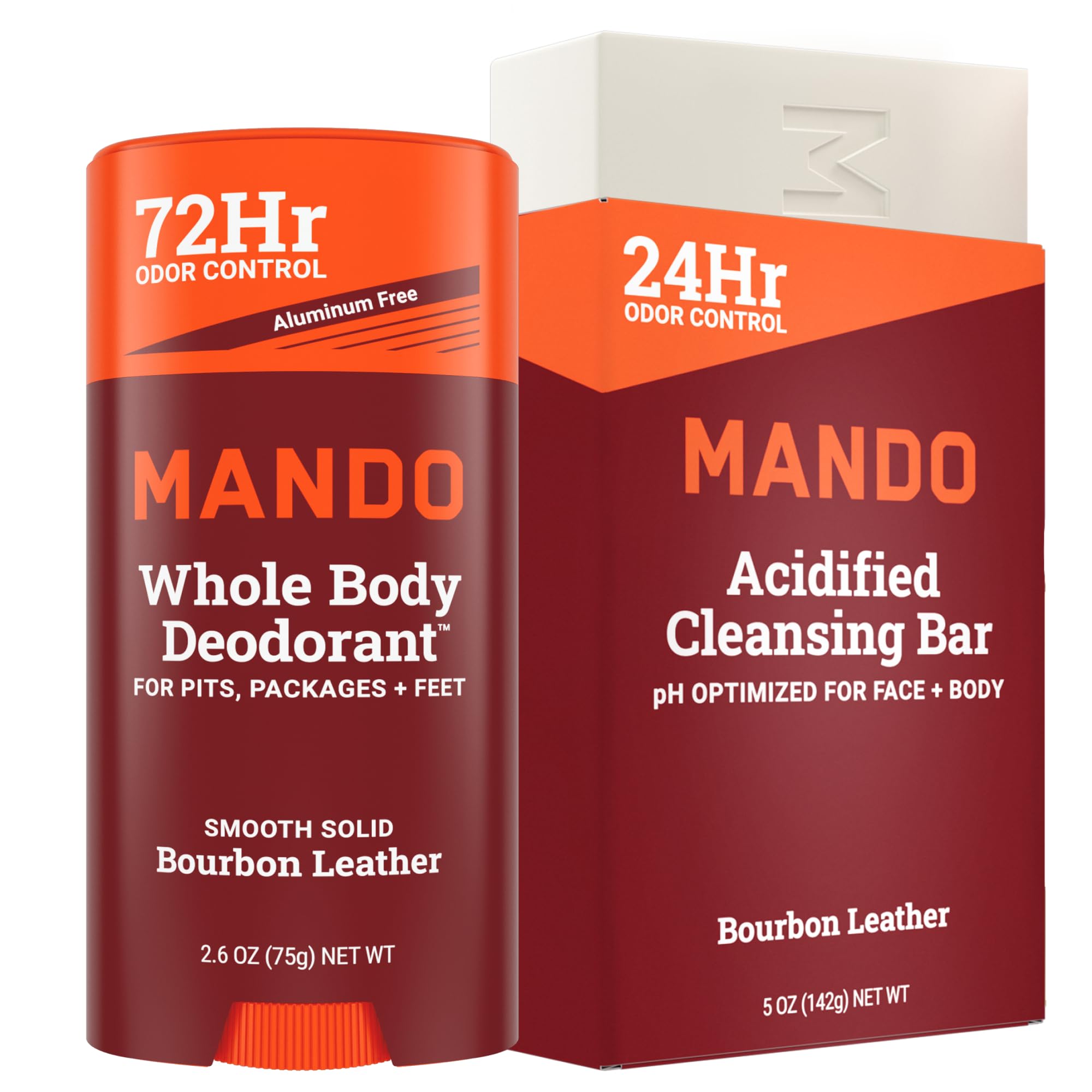 Desodorante sólido Mando Bourbon Leather para frescura diaria y aroma sofisticado.