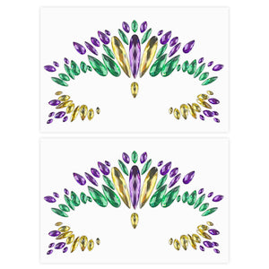 Gemas faciales Mangoit para Mardi Gras en hojas, brillo duradero para maquillaje.