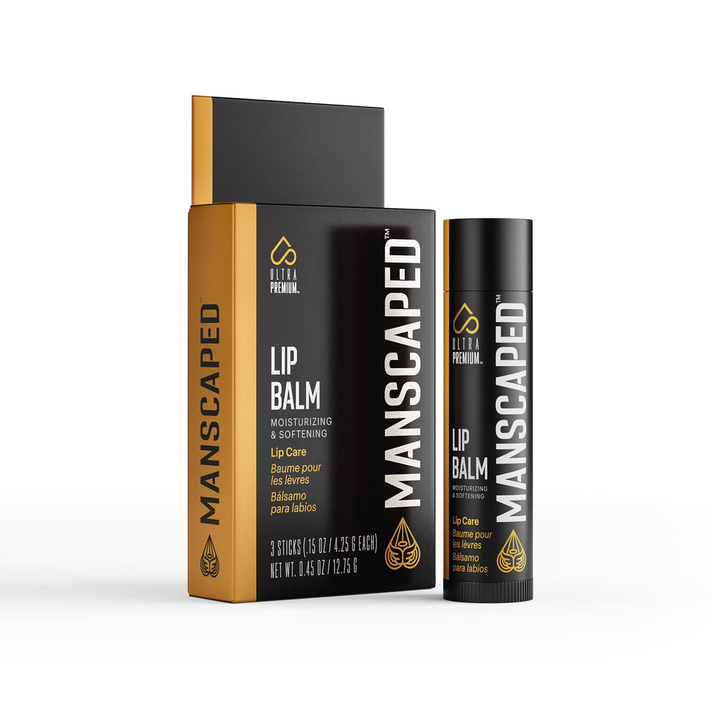 MANSCAPED bálsamo labial con acabado mate para labios hidratados.