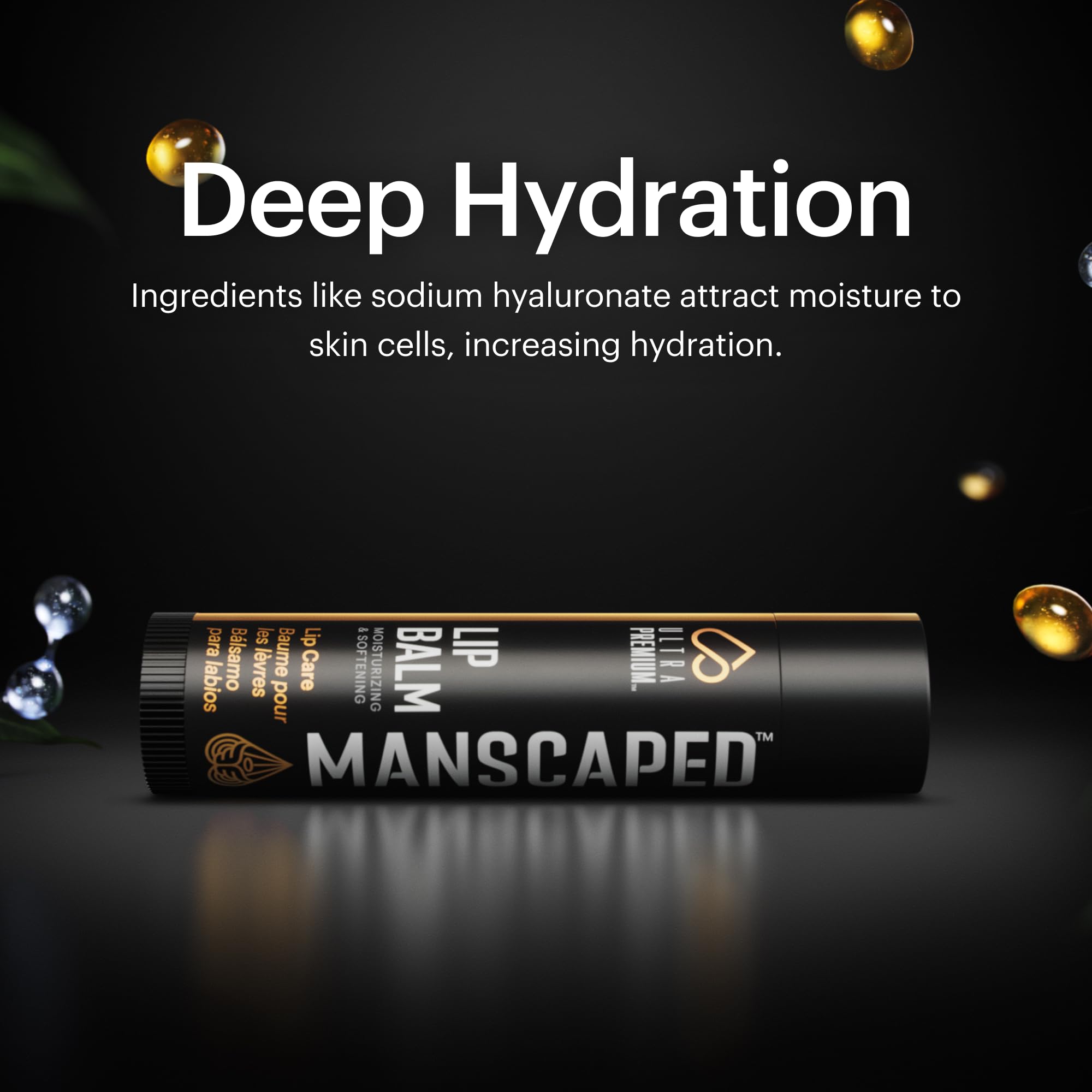 MANSCAPED bálsamo labial con mentol para frescura diaria.