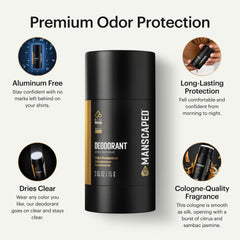MANSCAPED UltraPremium desodorante barra-aplicacion clara, aplicación suave y sin residuos.
