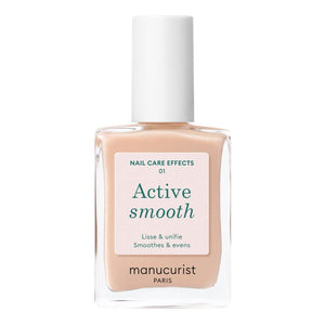 Manucurist Active Smooth 01: bote en primer plano, suaviza imperfecciones en uñas.