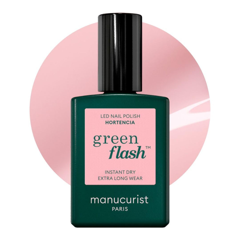 Manucurist Green Flash Hortencia: botella con tono rosa pálido para uñas naturales.
