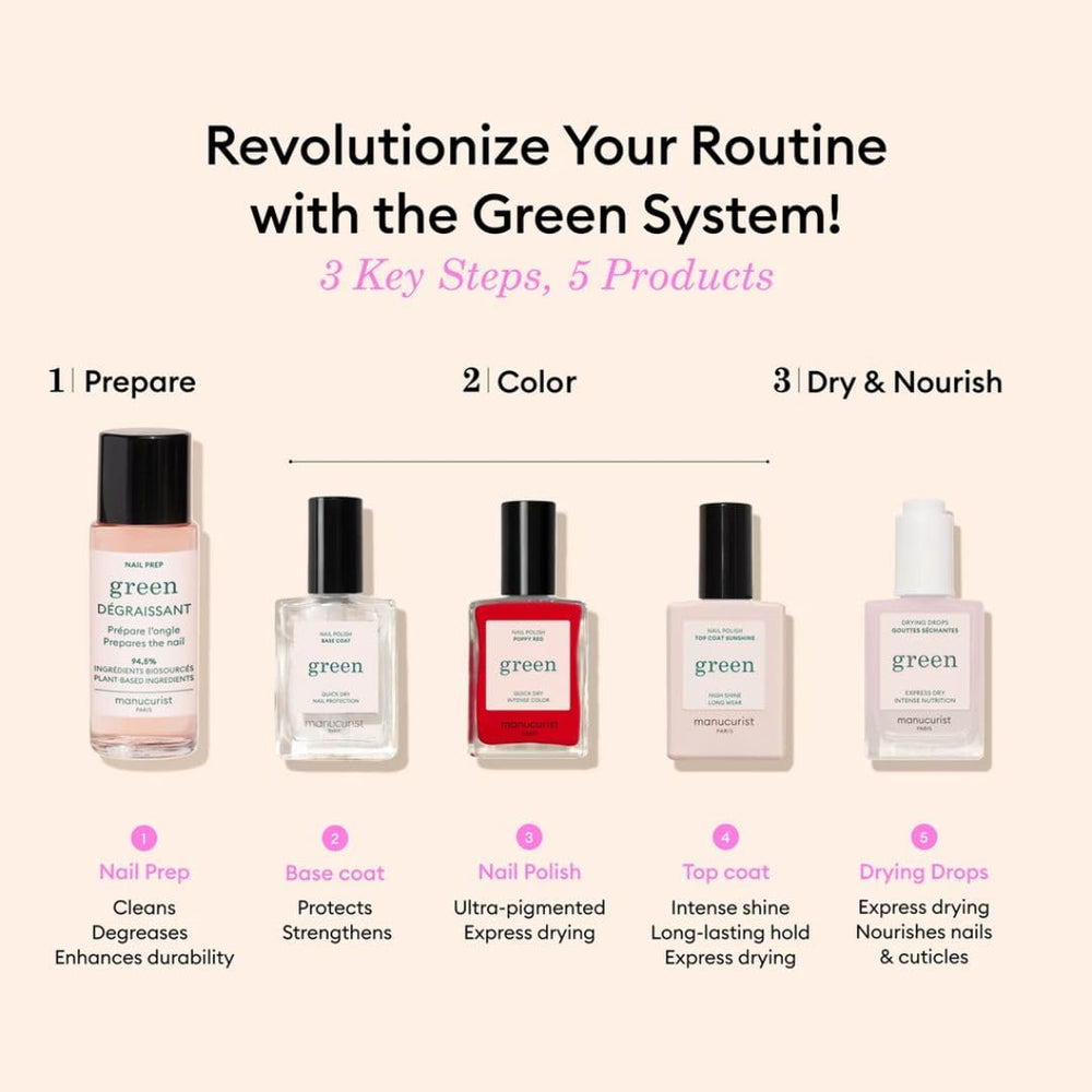 Esmalte Poppy Red de Manucurist System Green en botella.