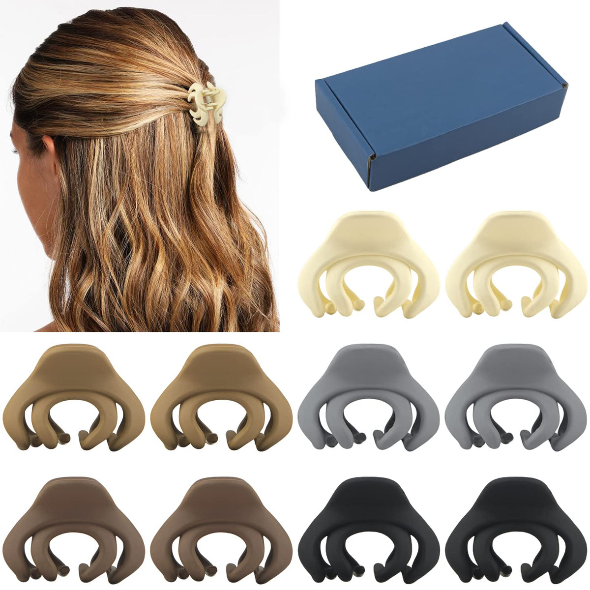 Maorulu clips-pelo mini pulpo mate, sujeto cabello sin resbalar para peinados rápidos.