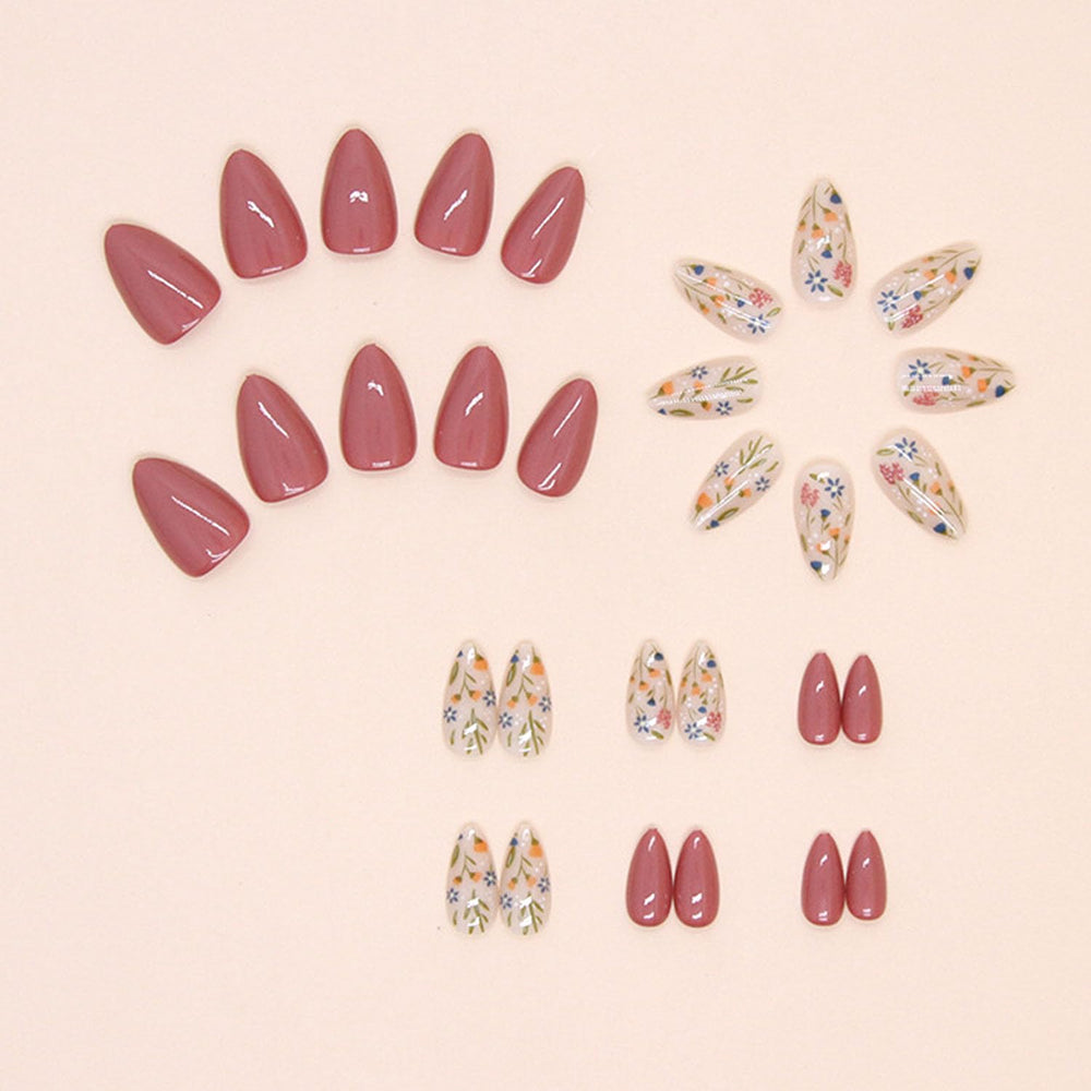 MAOTTIE uñas almendra con cobertura total para un acabado natural.