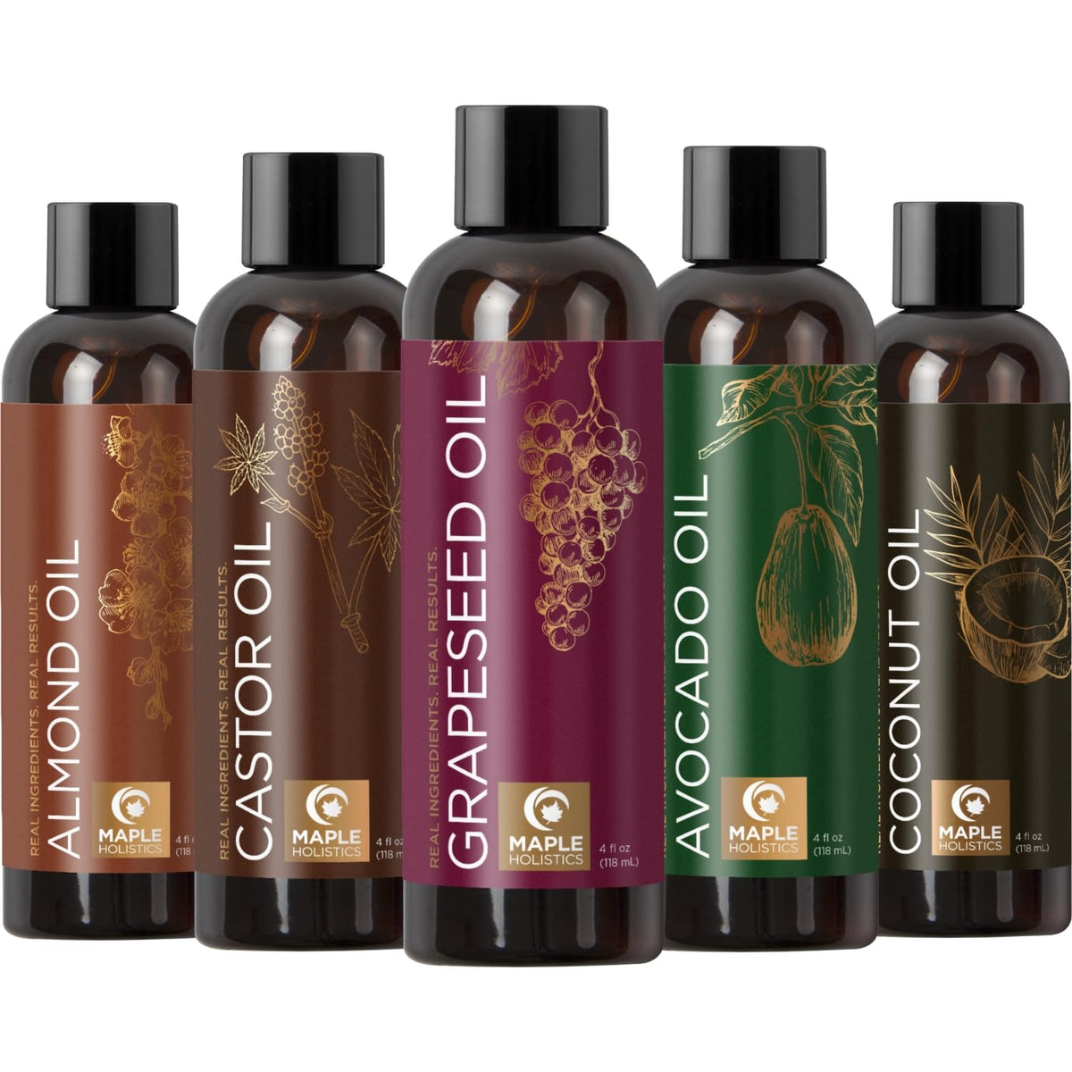 Maple Holistics aceite de almendra en botella para piel y cabello suave