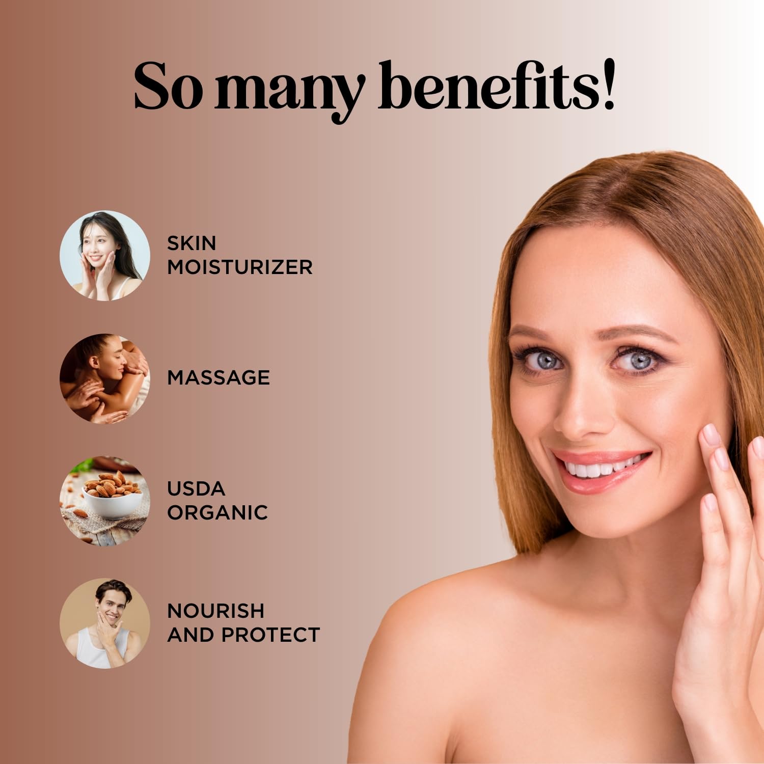 Maple Holistics aceite de almendra dulce orgánico, hidratación facial suave y nutritiva.