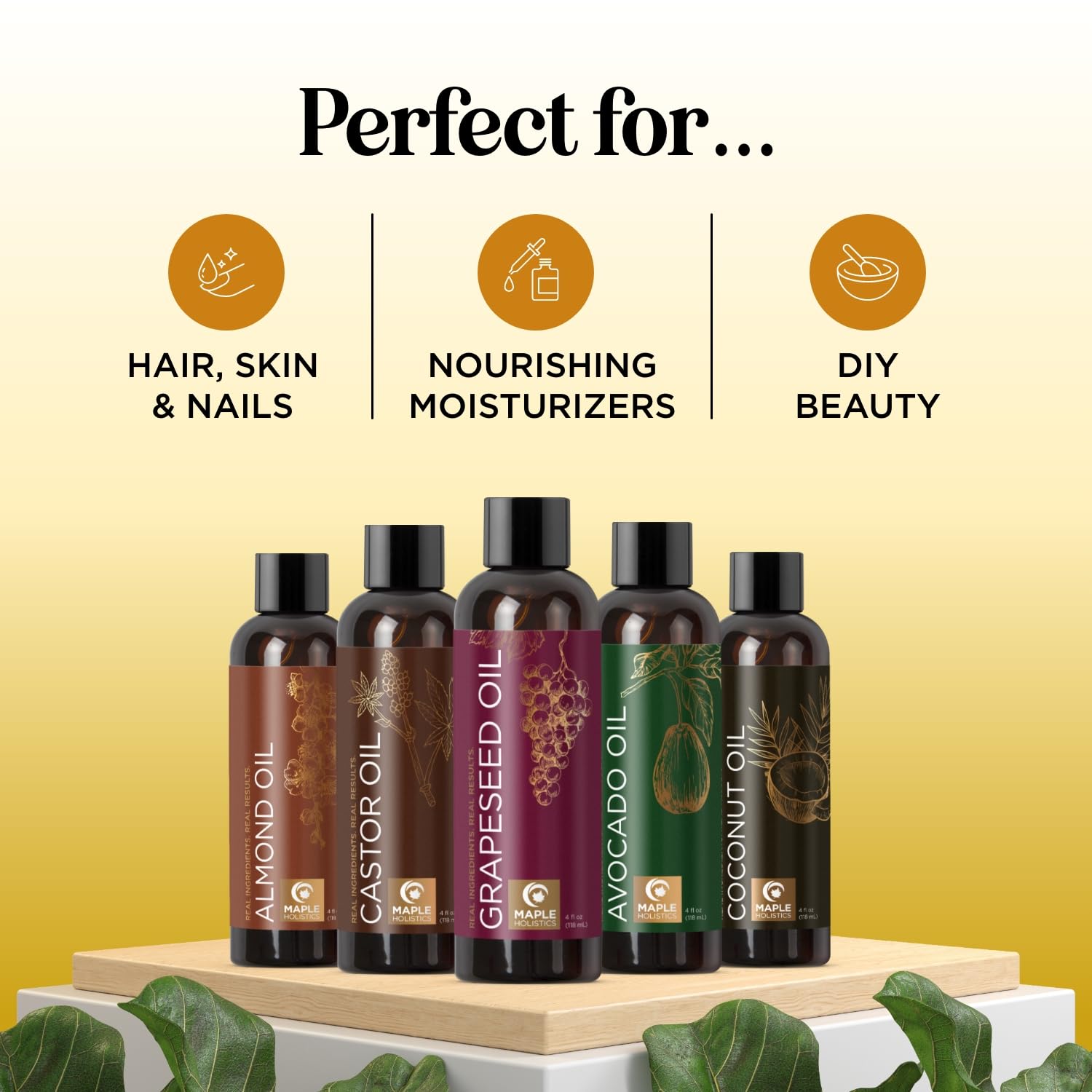 Maple Holistics aceite de coco fraccionado para hidratar la piel