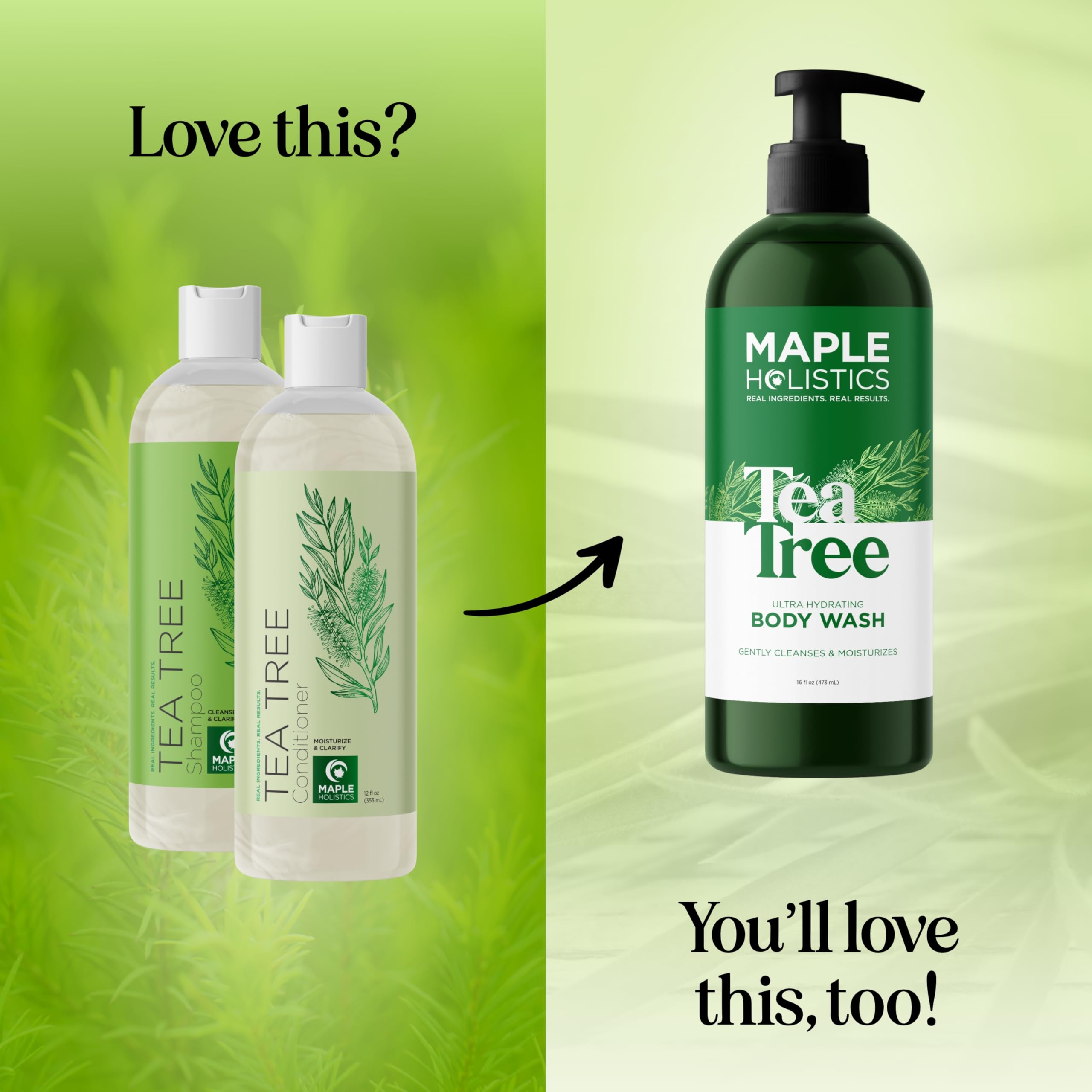 Maple Holistics champú árbol de té con dosificador para uso cómodo