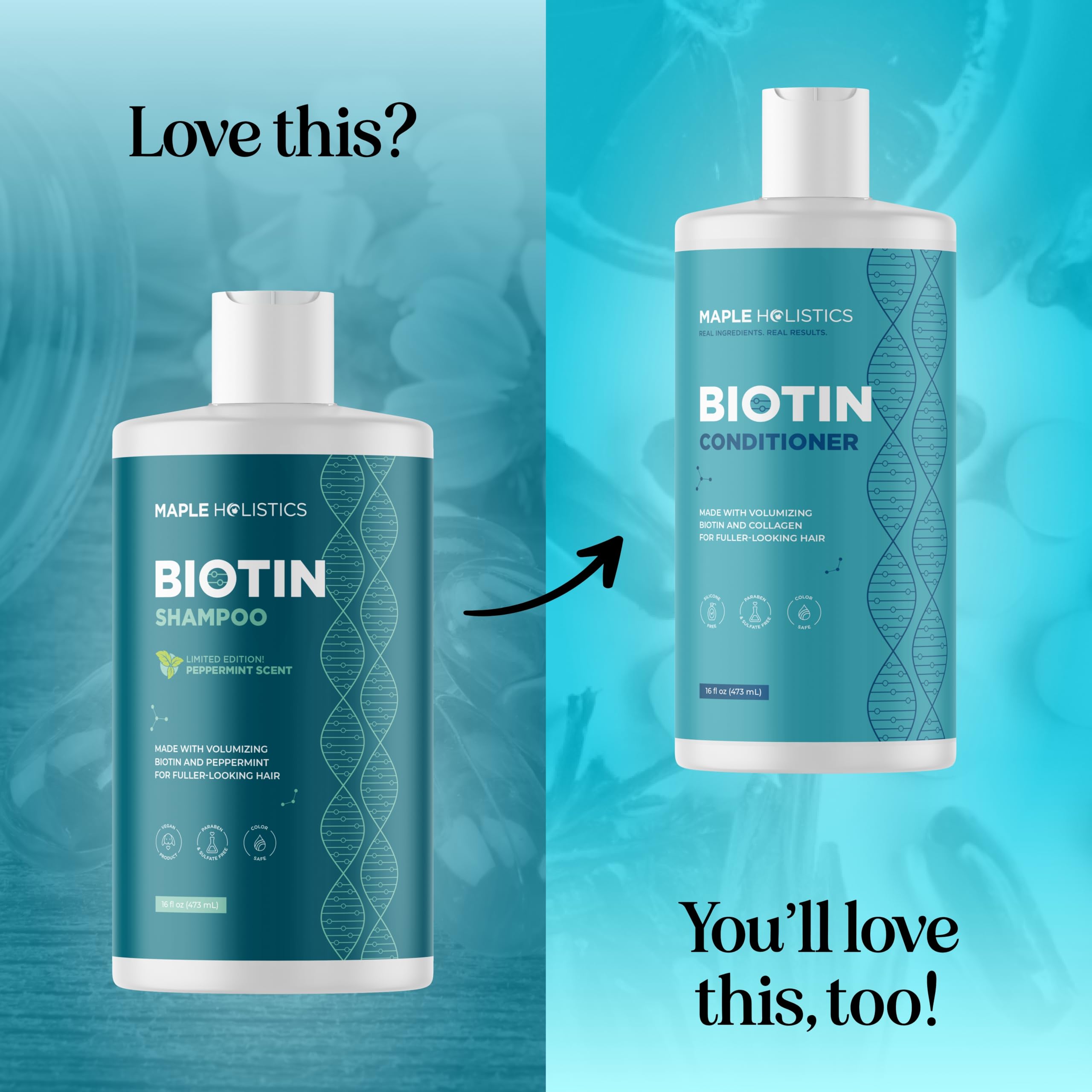 Maple Holistics champú biotina sin sulfatos para cuero cabelludo sensible.