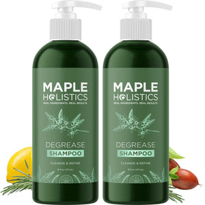 Maple Holistics champú purificador para cabello graso, botella, limpieza profunda y frescura