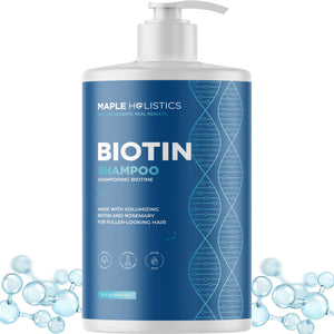 Maple Holistics champú romero biotina – botella 32oz para volumen en cabello fino.