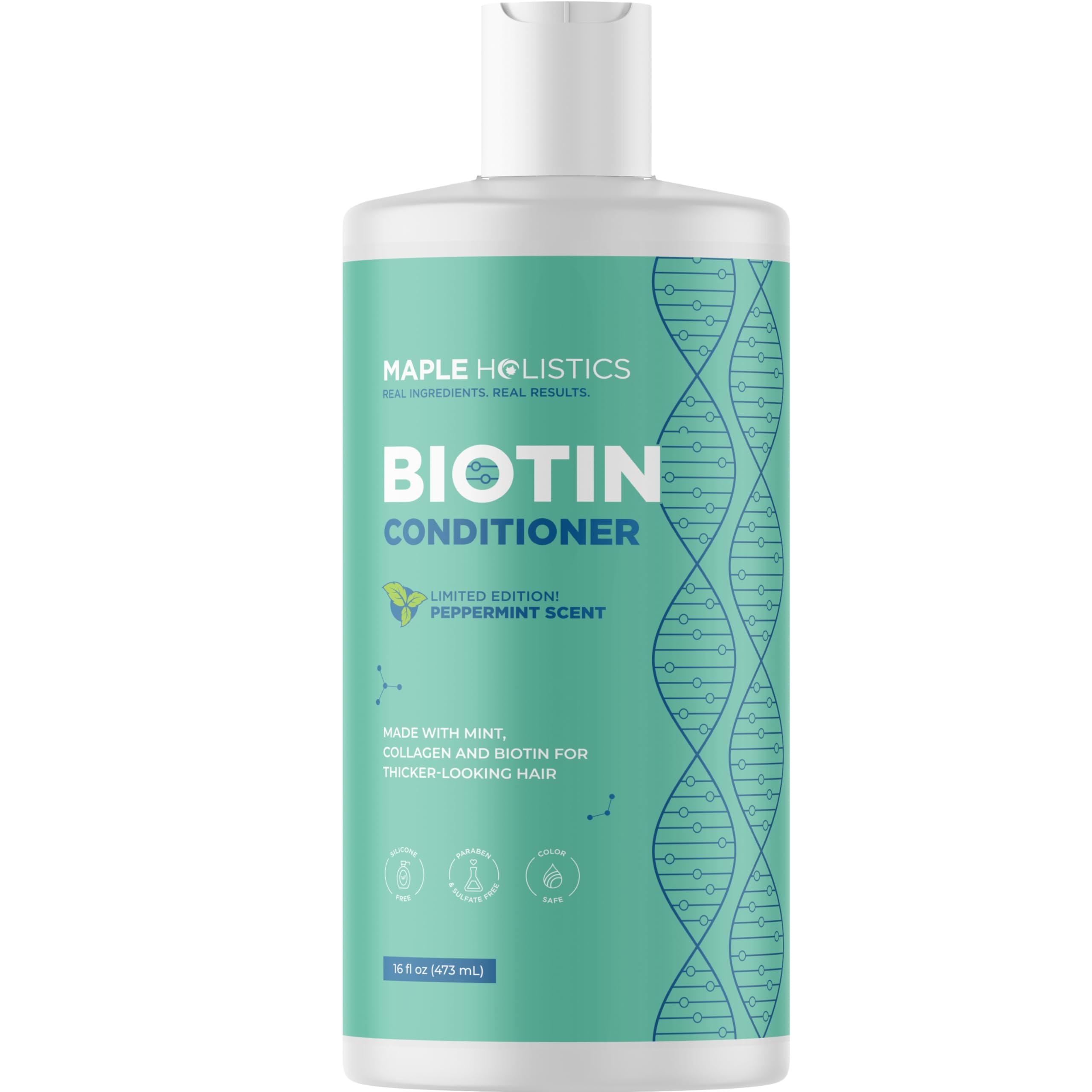 Cabello dañado y nutrido por Biotina, sin peso extra.